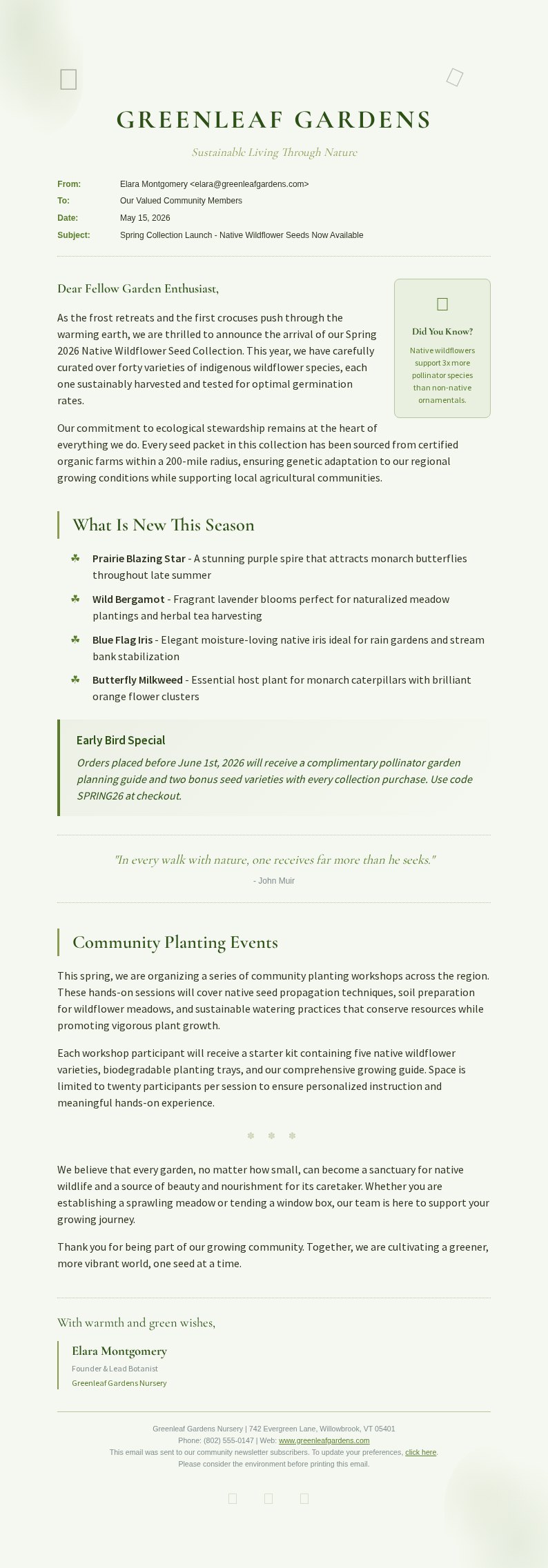 Botanical nature email